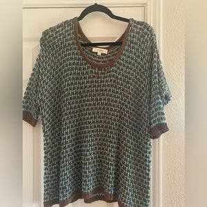 Umgee oversized sweater. Brown/turquoise